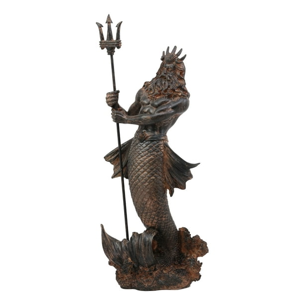 Greek Mythology God of The Seas And Tremors Merman Poseidon Statue Neptune Decor